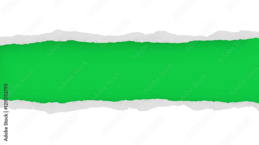 Animation stock video of paper is torn over green screen background suitable for message, and video Transitions . alpha channel only 4k.