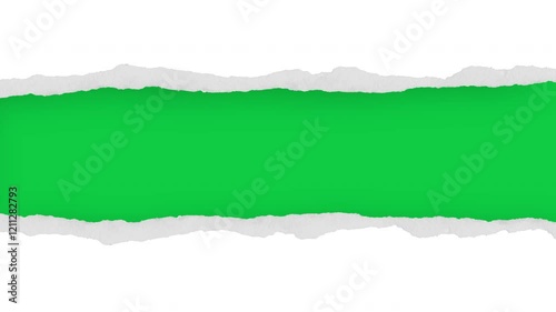 Animation stock video of paper is torn over green screen background suitable for message, and video Transitions . alpha channel only 4k.