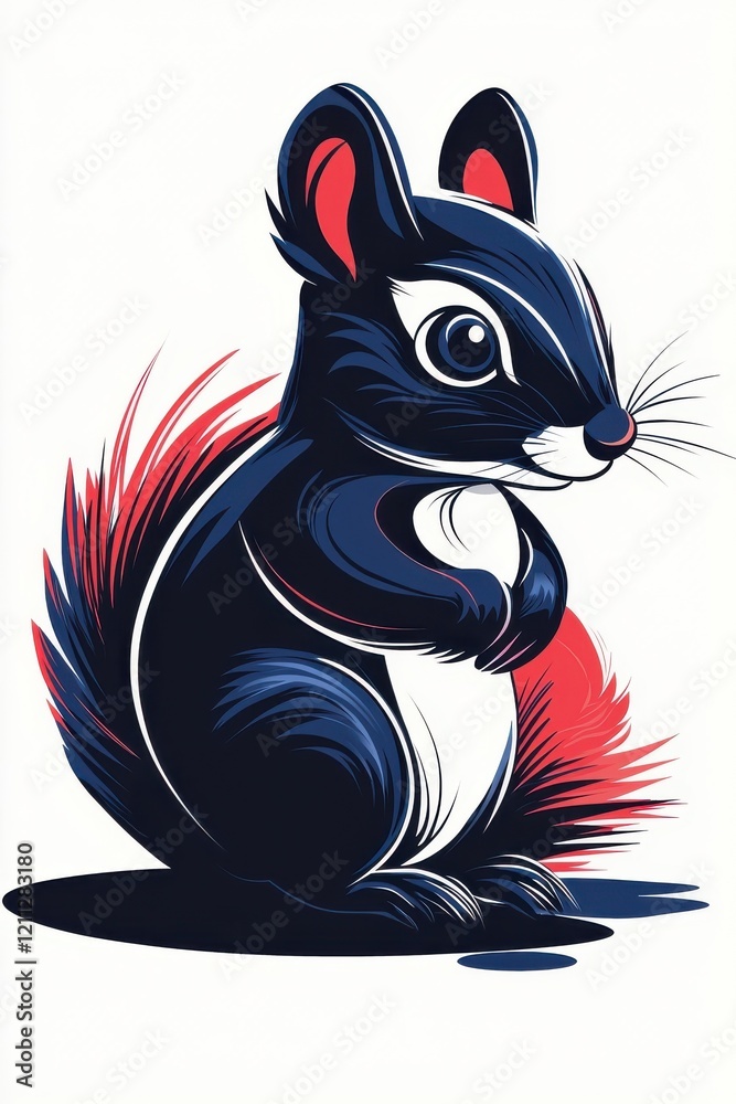 A flat style illustrated squirrel, isolate on white background, capturing its playful nature and vibrant colors. A flat style illustrated squirrel, isolate on white background, capturing its playful nature and vibrant colors.