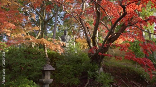 Wallpaper Mural Wide open slow motion pan over Japanese shrine grounds in Fall Torontodigital.ca