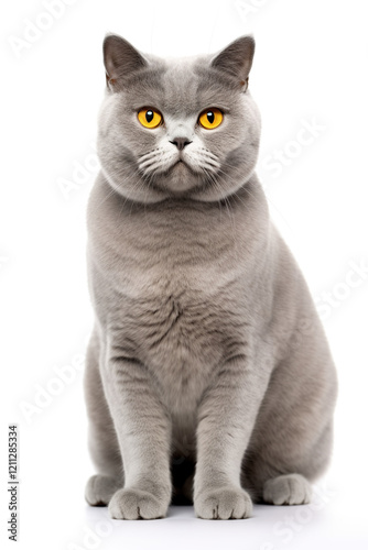 cute grey british short hair cat isolated on white background