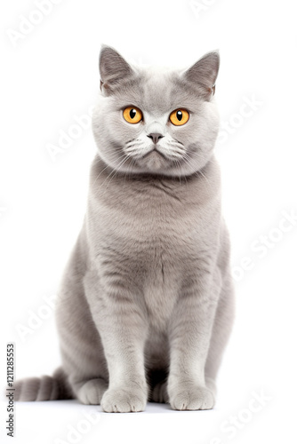 cute grey british short hair cat isolated on white background
