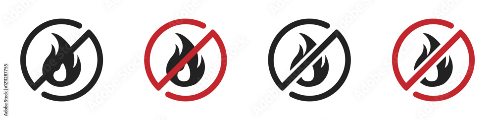 No fire vector icon. Fire prohibited vector graphic sign No fire vector icon. Fire prohibited vector graphic sign