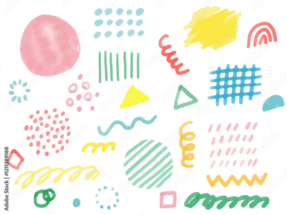 手描きあしらいセット 幾何学模様 マーカー 手描きあしらいセット 幾何学模様 マーカー