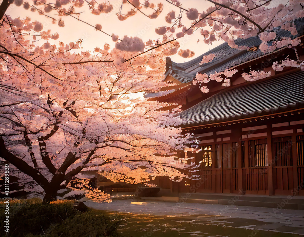 Obraz premium 桜のある風景