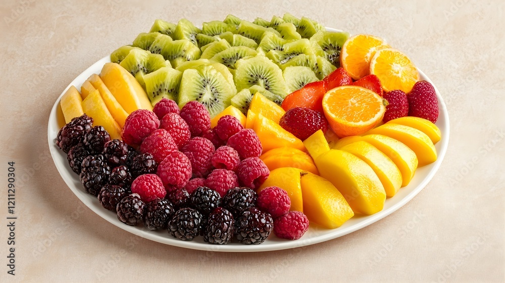 Fresh and Colorful Fruit Platter with Variety of Seasonal Fruits, Generative AI. Fresh and Colorful Fruit Platter with Variety of Seasonal Fruits, Generative AI.