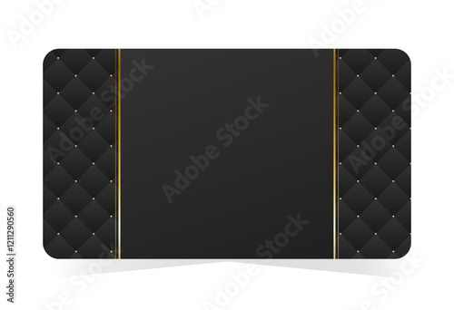 Modern VIP access card with shiny gold accents. Black leather background with copy space. Vector illustration on transparent background