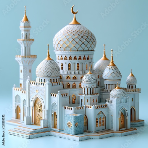 Wallpaper Mural Islamic decoration background for Ramadan with lantern and mosque 3D rendering. 3D Illustration Torontodigital.ca