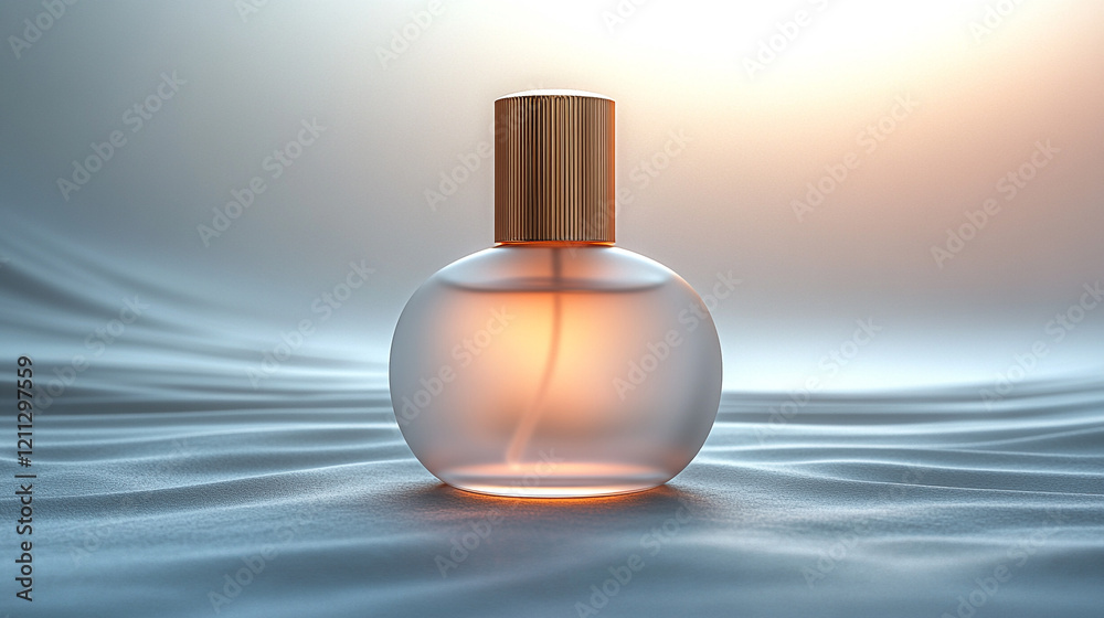 Elegant glass bottle for cosmetics displayed on a minimalistic background.