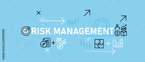 Risk Management concept highlighting economic analysis business assessment problem resolution strategic planning and profit optimization for progress tracking and solution development