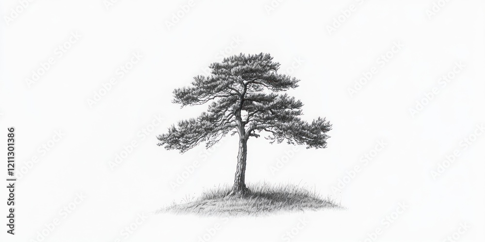Fototapeta premium Solitary Pine Tree on a Small Hill
