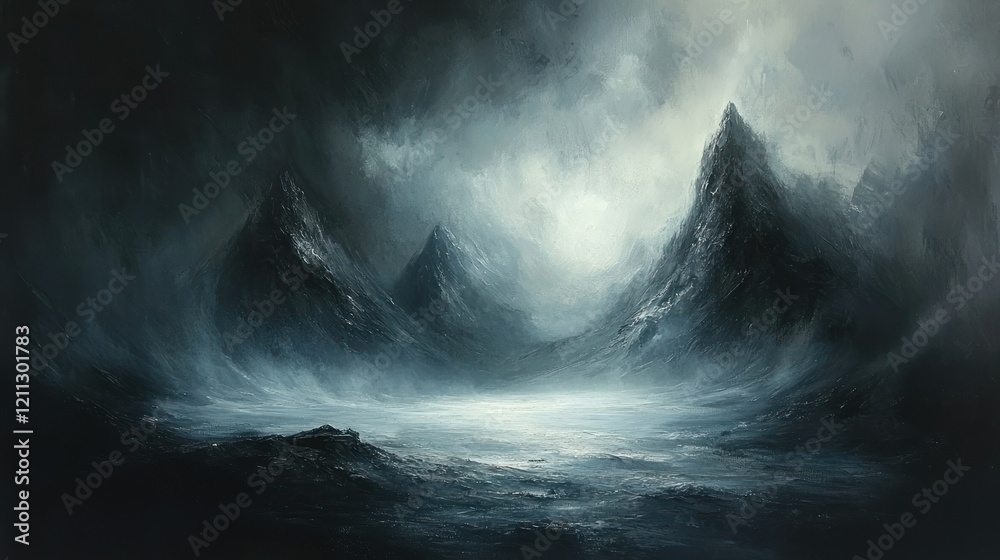 Misty Mountain Majesty: A Dark, Serene Landscape Misty Mountain Majesty: A Dark, Serene Landscape