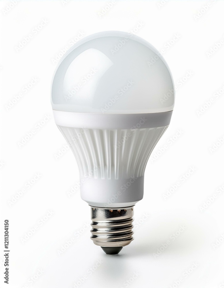 Energy-efficient LED lightbulb on white background.