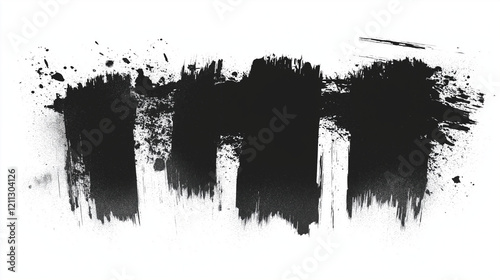 black and white background, Black Grunge Brush Stroke Texture with Splatter Effects on White Background, Black Backgroung, White Background