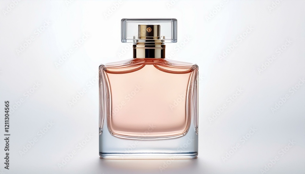 Elegant perfume bottle with a soft pink hue. Elegant perfume bottle with a soft pink hue.