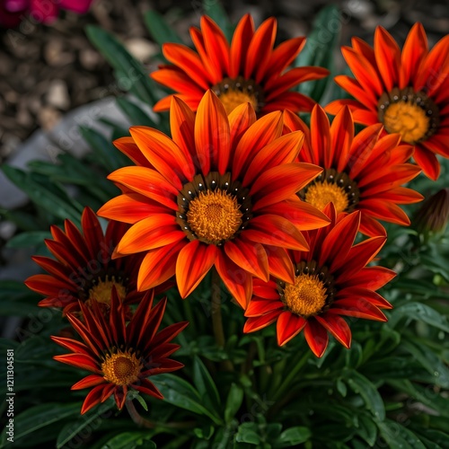Beautiful Red Gazania flowers