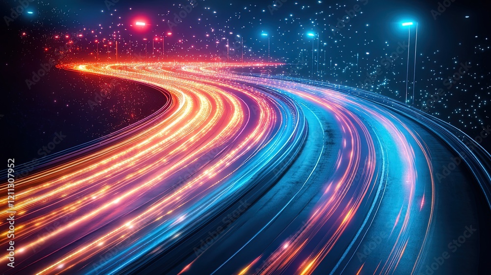Abstract colorful light trails creating dynamic patterns, futuristic and mesmerizing