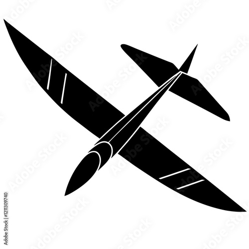 Graceful Glider Silhouette on White