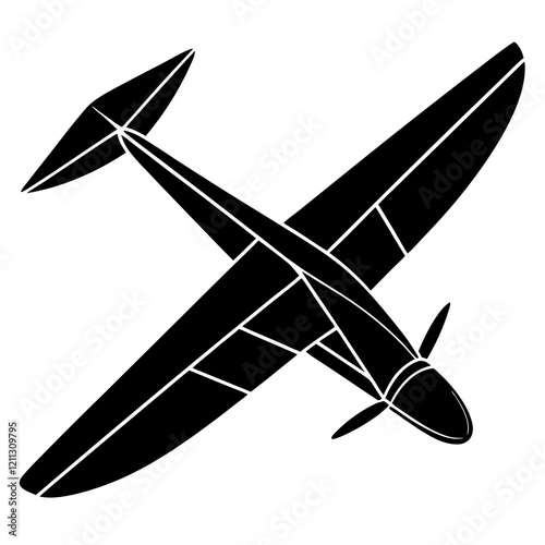 Graceful Glider Silhouette on White