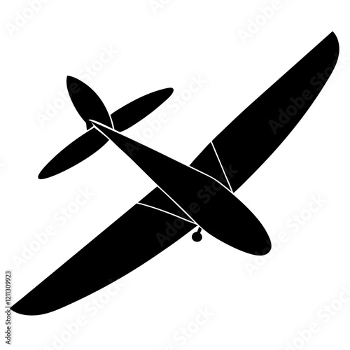 Graceful Glider Silhouette on White
