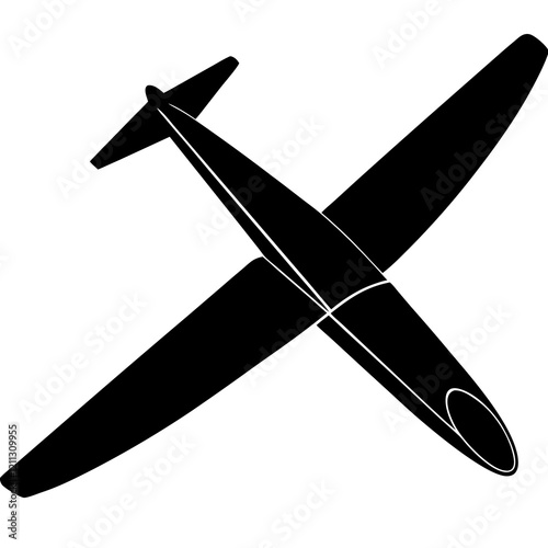 Graceful Glider Silhouette on White