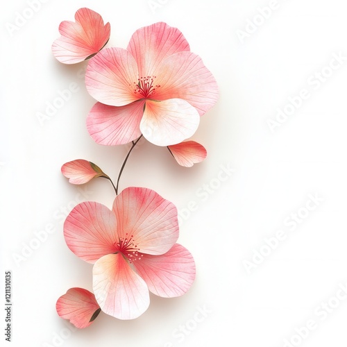 Wallpaper Mural Pink flowers, white background, design element Torontodigital.ca