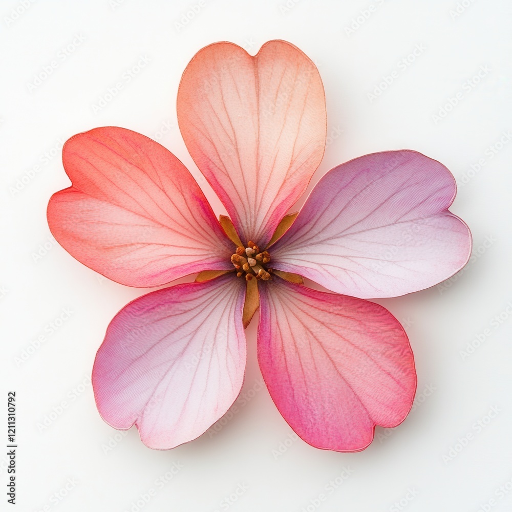 Fototapeta premium Pink flower, white background, studio shot, design element