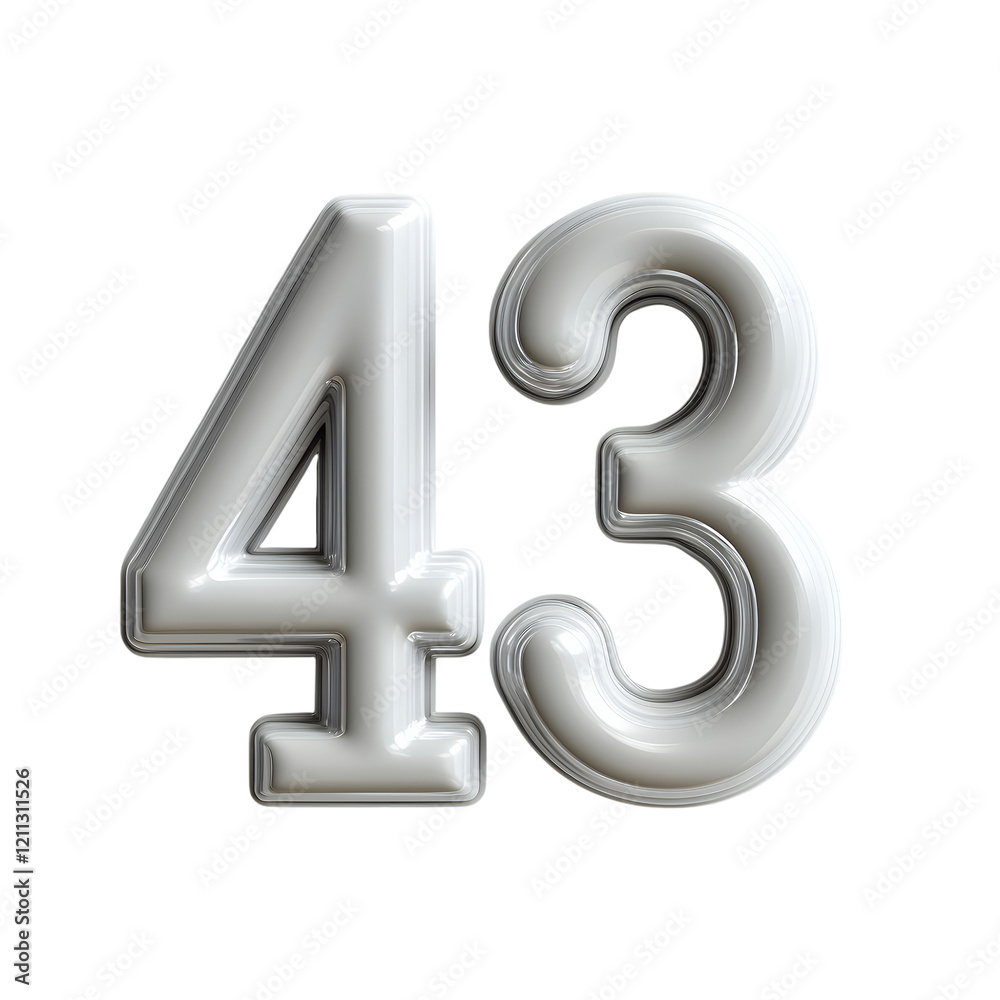 Sculptural White Number 43: A Modern, Minimalist Design Sculptural White Number 43: A Modern, Minimalist Design