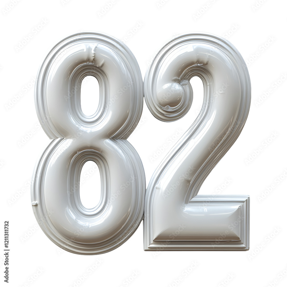 Sleek White Balloon Numbers: Eighty-Two in a Modern Style Sleek White Balloon Numbers: Eighty-Two in a Modern Style