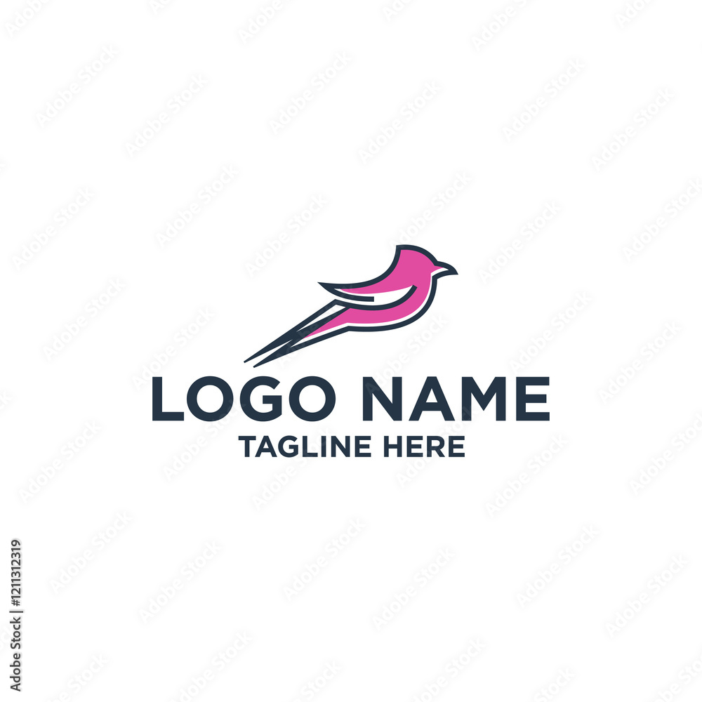 Fototapeta premium Monogram and minimalist bird logo, bird symbol, cool and elegant logo