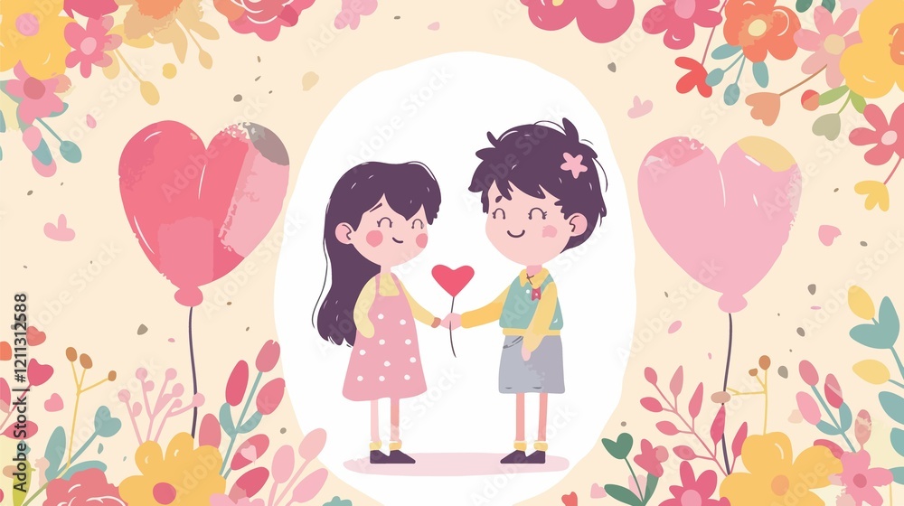 Happy Children's Day Cartoon Design with Boy and Girl - Adobe Stock Photo Happy Children's Day Cartoon Design with Boy and Girl - Adobe Stock Photo