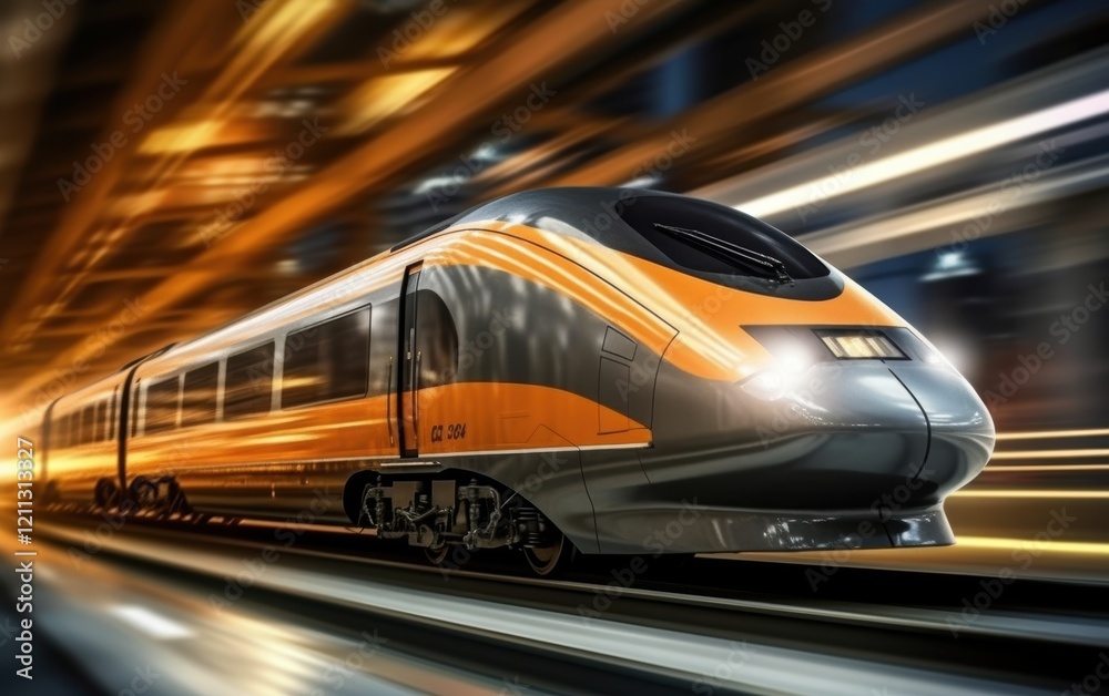 High-Speed Train Zooming Through a Tunnel High-Speed Train Zooming Through a Tunnel