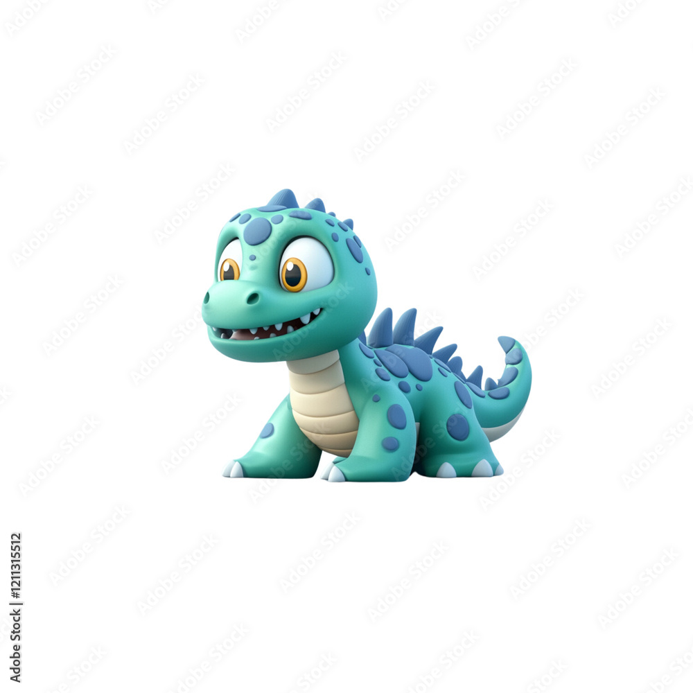 Fototapeta premium Cute cartoon dinosaur character with bright colors and friendly expression