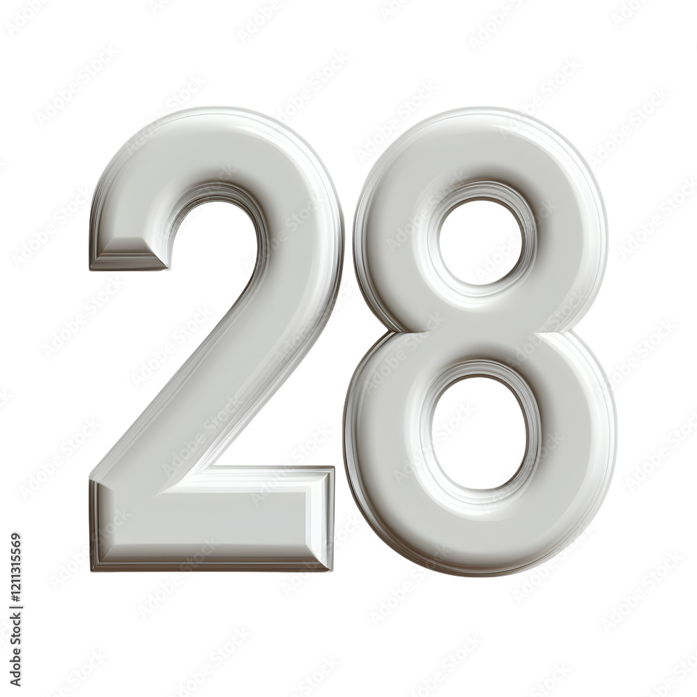 Sculptural Number Twenty-Eight: Elegant White 3D Rendering Sculptural Number Twenty-Eight: Elegant White 3D Rendering