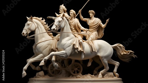 Majestic Roman Charioteer Statue in Powerful Motion Capturing the Triumphant Conquest and Grandeur of Ancient Olympian style Athletic Competition photo