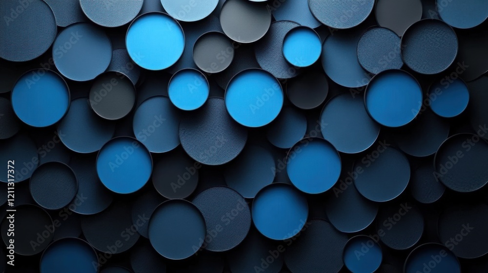 Edgy blue circles and polygons on a dark backdrop. Geometric design for banner template with white space in the center for text. Modern minimalist wallpaper with copy space. Edgy blue circles and polygons on a dark backdrop. Geometric design for banner template with white space in the center for text. Modern minimalist wallpaper with copy space.