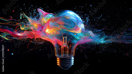 Dynamic Burst of Colorful Paint Splashes in Vibrant Shades with Intricate Fluid Patterns