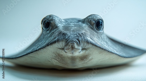 Close-up of a stingray's face and body.