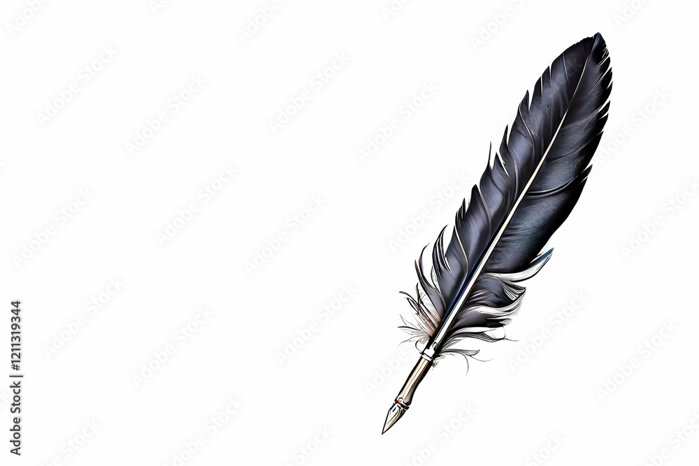 Feather quill pen, Abstract Feather pen, Feather pen on white copy space editable background, Old antique ink pen, fountain Feather pen Feather quill pen, Abstract Feather pen, Feather pen on white copy space editable background, Old antique ink pen, fountain Feather pen