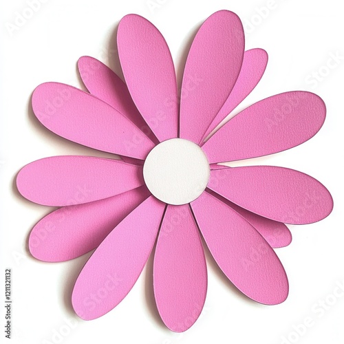 Pink paper flower craft, white background