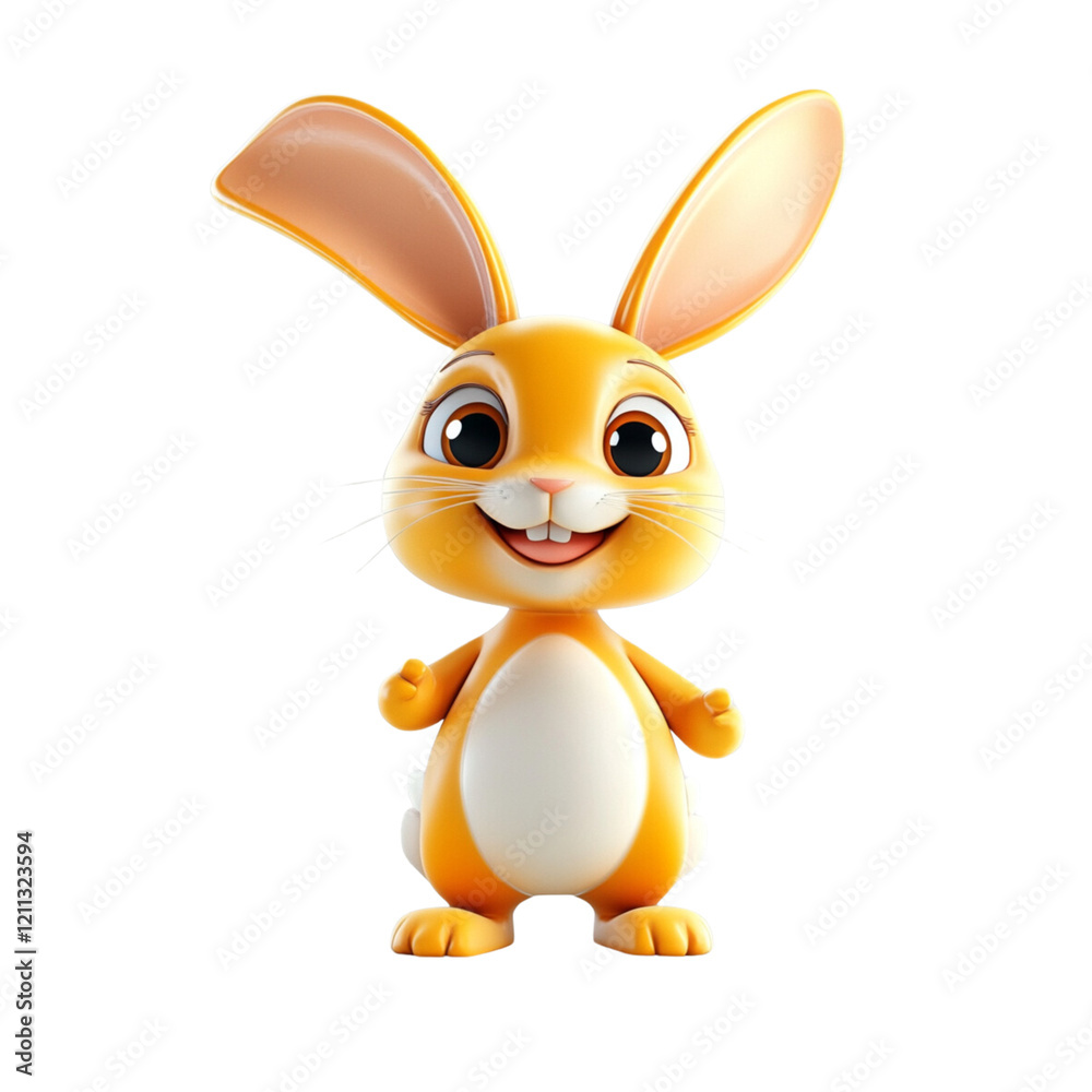 Fototapeta premium Cute cartoon rabbit character with cheerful expression