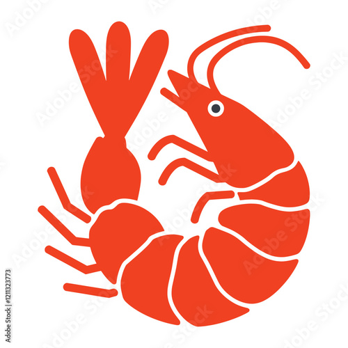 Shrimp vector illustration. Peeled shrimp meat, fresh prawn. Healthy seafood rich in protein. Flat cartoon style, isolated on white background.