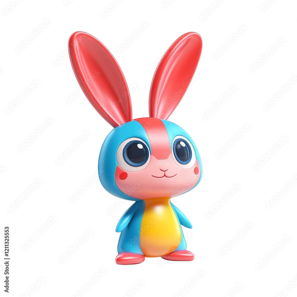 Fototapeta premium Cute cartoon rabbit character with vibrant colors and big ears