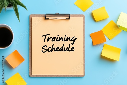 Training Schedule on Clipboard with Sticky Notes