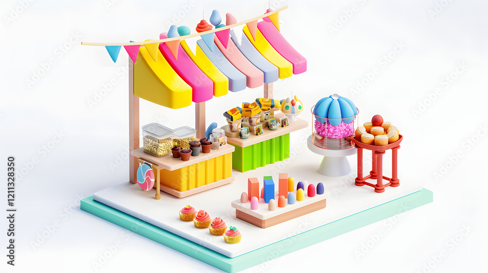 Fototapeta premium Art and Craft Stand colorful isometric 3D