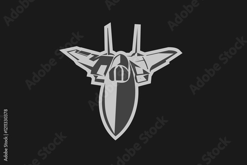 American cold war jet fighter plane vector illustration. simple aircraft logo, military equipment.