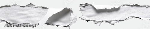 Torn Paper Edge Isolated on White Background - Realistic Textured Ripped Paper
