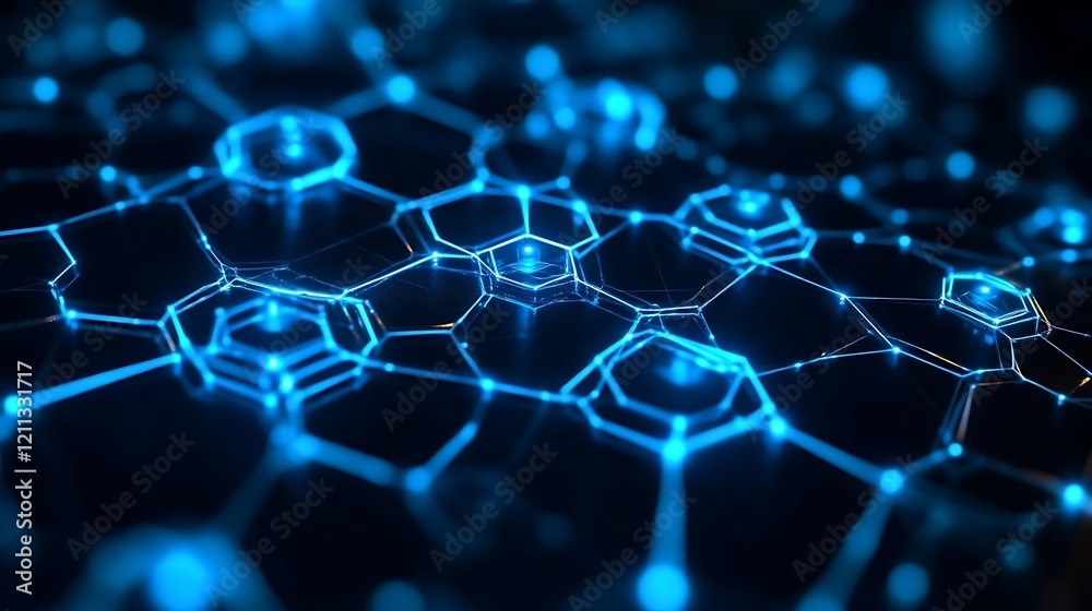 Obraz premium Abstract Blue Network Hexagon Structure Design