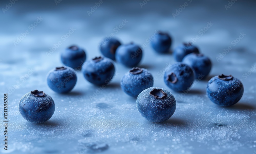Fresh blueberries on a frosted surface Fresh blueberries on a frosted surface