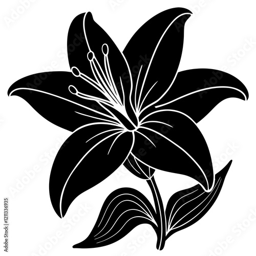 Elegant Lily Silhouette on White